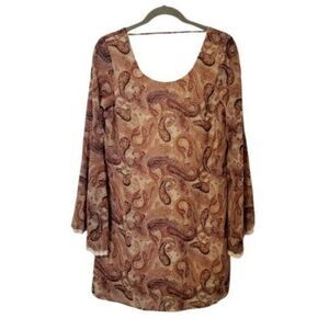 Xhilaration Womens Sz L Multicolor Paisley Long Sleeve Dress